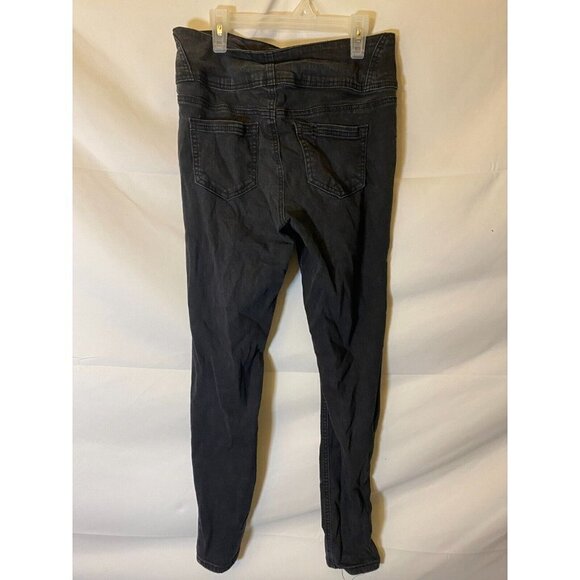 BLUE SPICE WOMENS JUNIORS SIZE 9 BLACK JEGGINGS STRETCH DISTRESSED HIGH WAIST - Picture 2 of 2